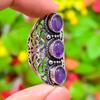 Natural Sage Amethyst Gemstone Handmade 925 Sterling Silver Ring Size 10 L3Q16