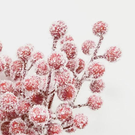 20 шт. Искусственный снег Красная ягода Веточка Рождественские ягоды падуба Стебель Искусственные растения Ветка Рождественский праздник Свадебная вечеринка Домашнее украшение