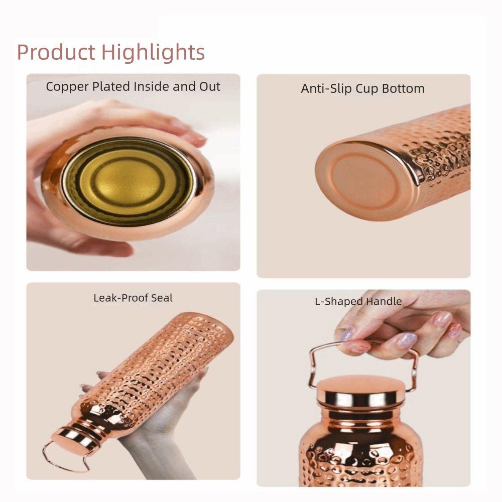 Portable Electroplated Copper Water Bottle 304 Stainless Steel Sports Water Bottle Outdoor Sports