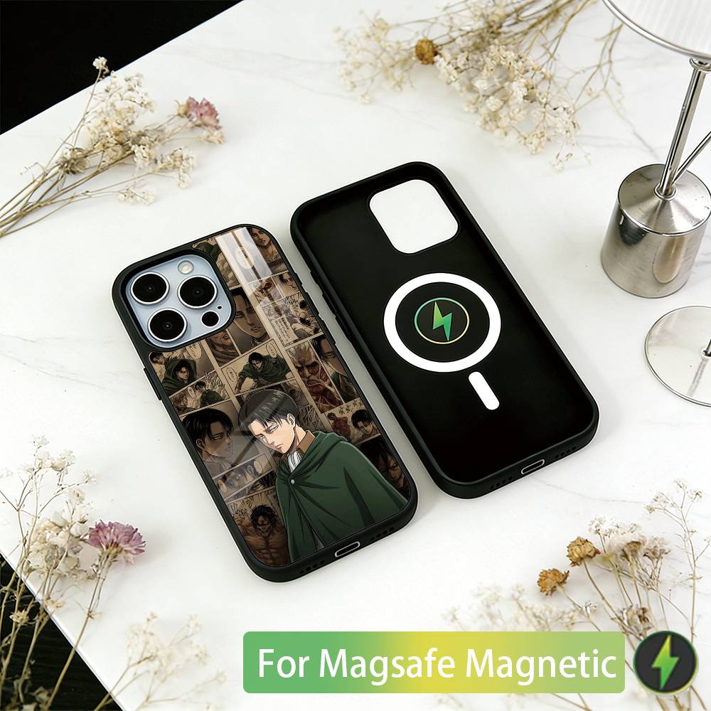 Чехол для телефона Эрен Йегер Леви Аккерман для iPhone 17, 16, 15, 14, 13, 12, 11 Plus, Pro, Магнитный с беспроводной зарядкой MagSafe