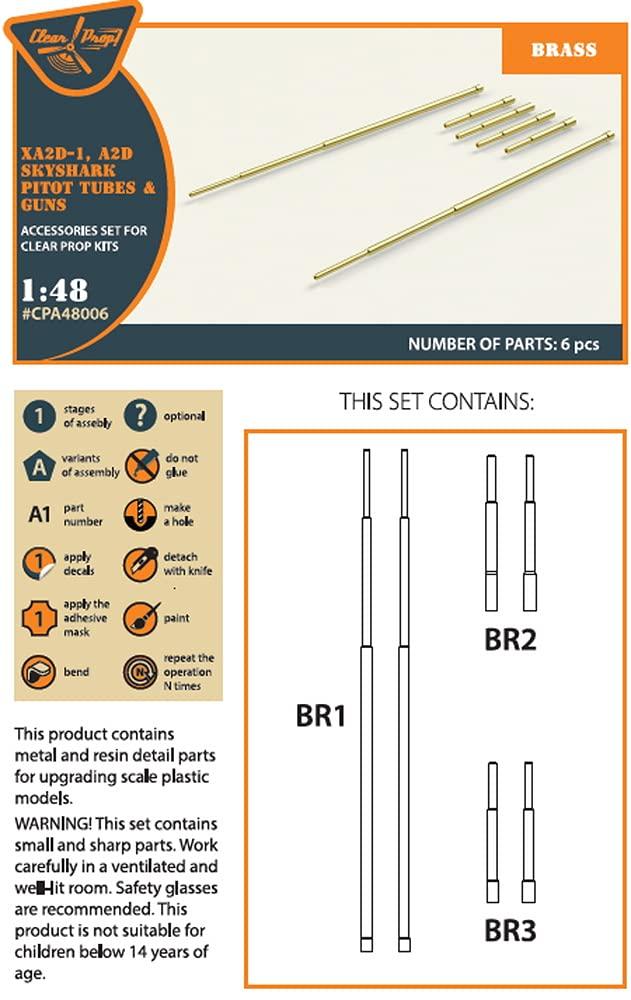 Clear Prop Ствол пушки и трубка Пито из латуни для пластиковых моделей Clear Prop CPUA48006 1/48 XA2D-1