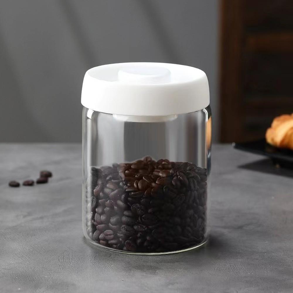 Press Type Coffee Bean Storage Jar Manual Glass Coffee Jar Vacuum Sealed Jar  Home Use