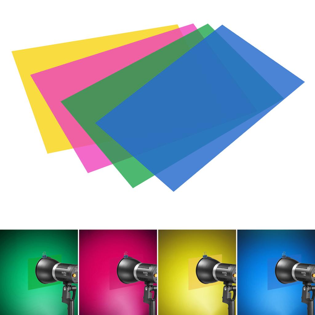 9PCS 30 * 20cm Photography Light Color Filters Set Transparent Light Gel Sheet for Studio