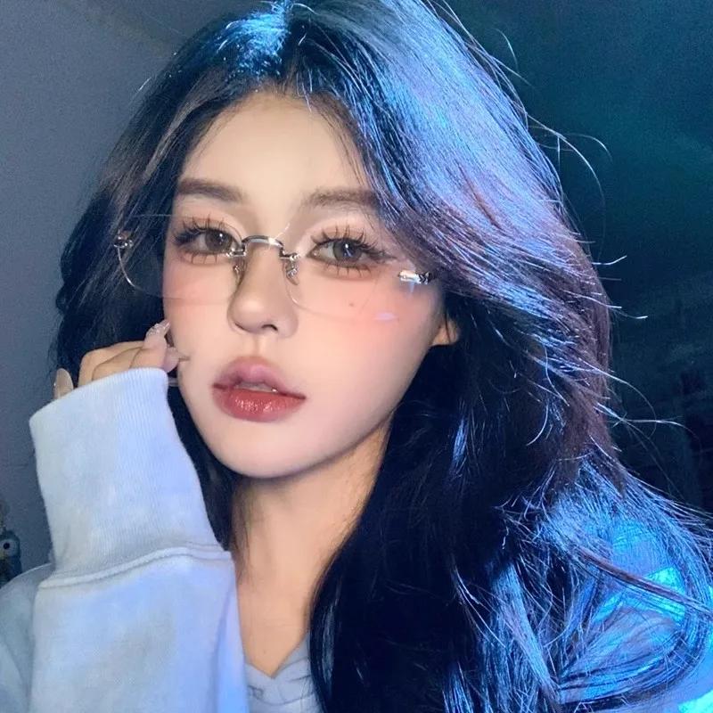 2025 Y2K женские ретро очки с маленькой квадратной оправой для девочек японские очки Harajuku без оправы компьютерные анти-синие очки