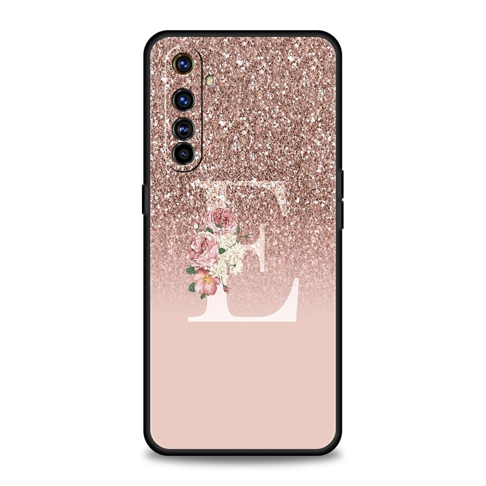 Чехол для телефона Letter Pink Shiny M R для Realme 12 11 10 9 8 5G 7 6 GT5 GT3 GT2 Pro C21 C11 C25 C35 Для Realme GT Neo 2 3 3T 5 Обложка