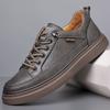 High Quality Men Casual Leather Vulcanized Shoes Outdoor Waterproof Flat Designer Walking Shoes 2024 Comfy Casual Shoes