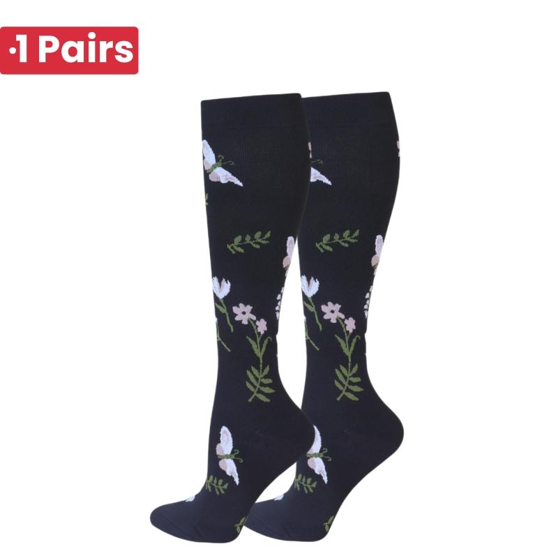 1 Pair Cute Cat Compression Socks Knee High 20-30 Mmhg Fit Medical Edema Diabetes Varicose Veins Running Sports Socks
