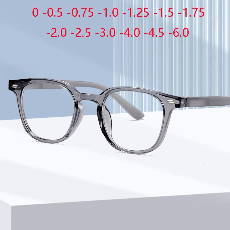 Transparent Gray Frame Round Shortsighted Prescription Glasses Women  Anti Blue Rays Myopia Eyeglasses 0 -0.5 -0.75 To -6.0