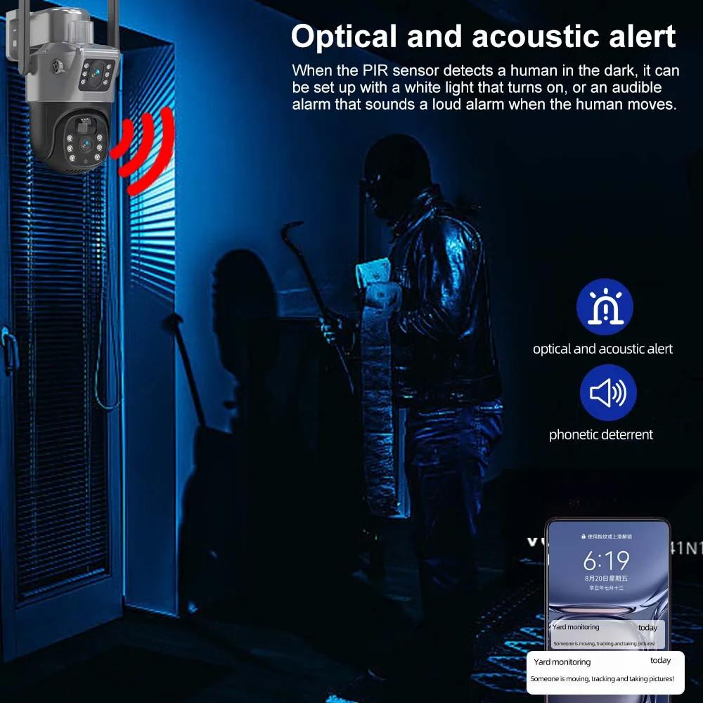 4K 8MP Dual Lens Solar Camera Outdoor Security WiFi Surveillance Cameras With Solar Panel PIR Human Detection PTZ CCTV Camera