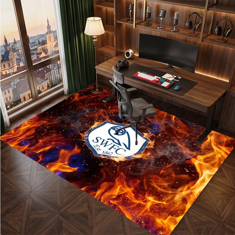 Sheffield Wednesday Football Print Crystal Velvet Rug, Comfortable Water Absorbent Non Slip Indoor Floor Carpet