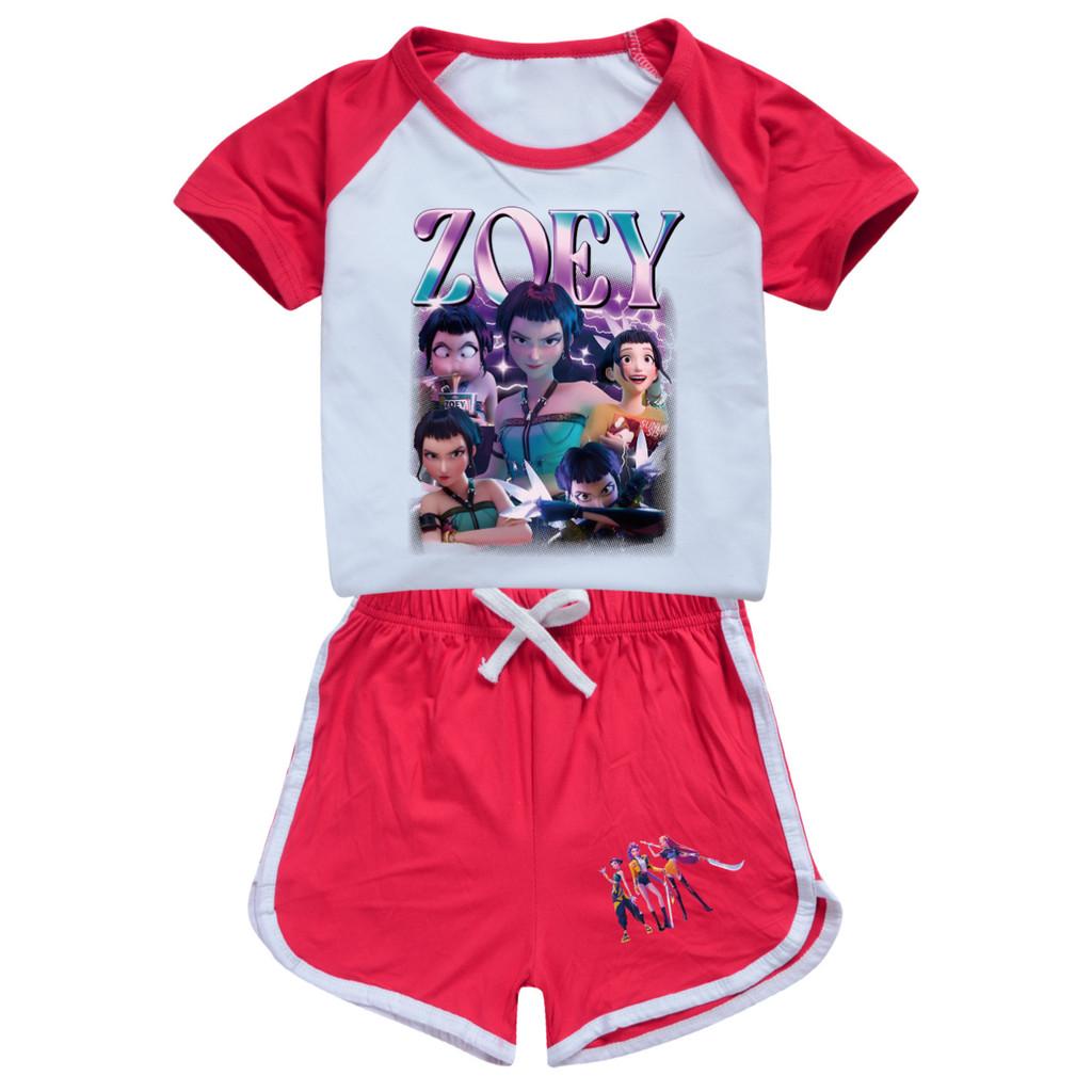 5002 Детский Девочки POP Rumi Zoey Mira Принт Футболка Шорты Спорт Спортивный костюм Комплект одежды