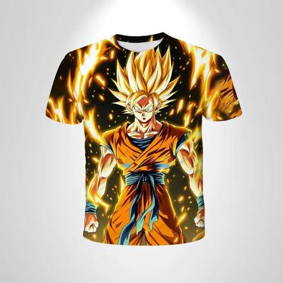 Аниме Супер Сайян Dragon Ball Z Гоку мальчики Косплей Футболка Оранжевая Дышащая прохладная Одежда Подарок для мальчиков