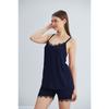 Viscose Knitted Shorts Rope Strap Lace Pajama Set Black