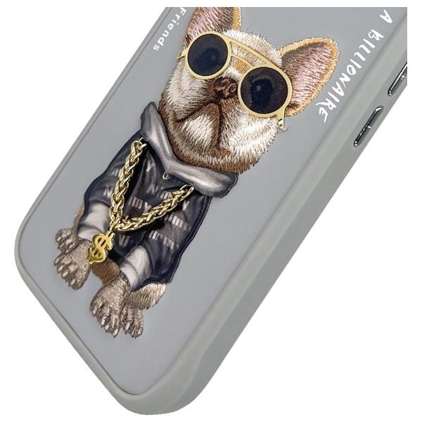 Etui do iPhone 16 Nimmy Glasses Cool Dog Szare