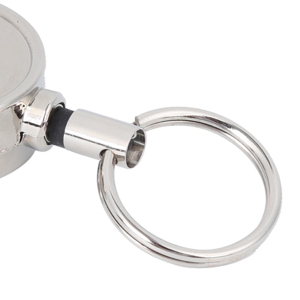 2 Pcs All Metal Key Ring 2.5cm Retractable Keychain Durable ID Badge Holder Camping