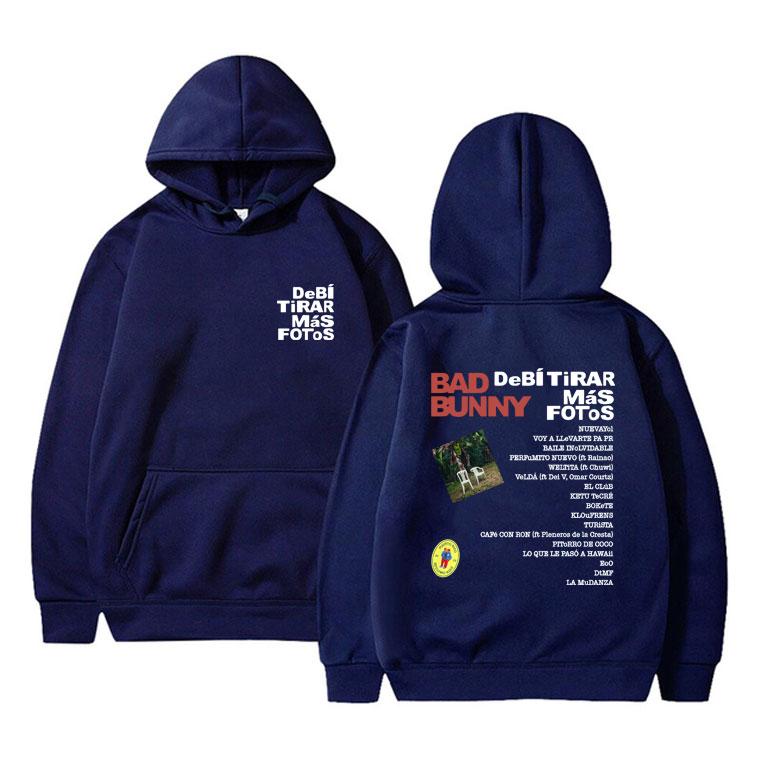 Горячий рэпер Bad Bunny 2025 Новый альбом Debi Tirar Mas Fotos DTMF Худи Мужчины Женщины Мода Оверсайз Пуловер Мужской Винтажные Худи