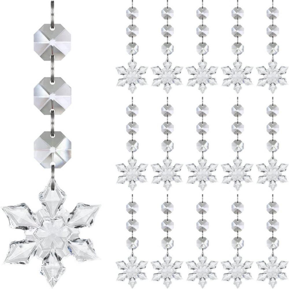 30Pcs Clear Acrylic Christmas Snowflake Ornaments Teardrop Shape Shock-Resistant Crystal Snowflake Pendants DIY Sparkling
