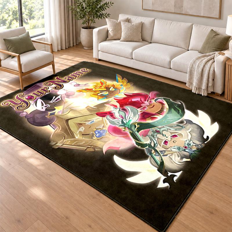 Cookie Run Kingdom Custom Name Personalized Rug Non‑Slip Doormat Floor Carpet Housewarming Birthday Gift for Family Friends