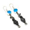 Blue Chalcedony Gemstone 925 Silver Plated Handmade Jewelry Earring 2.38"
