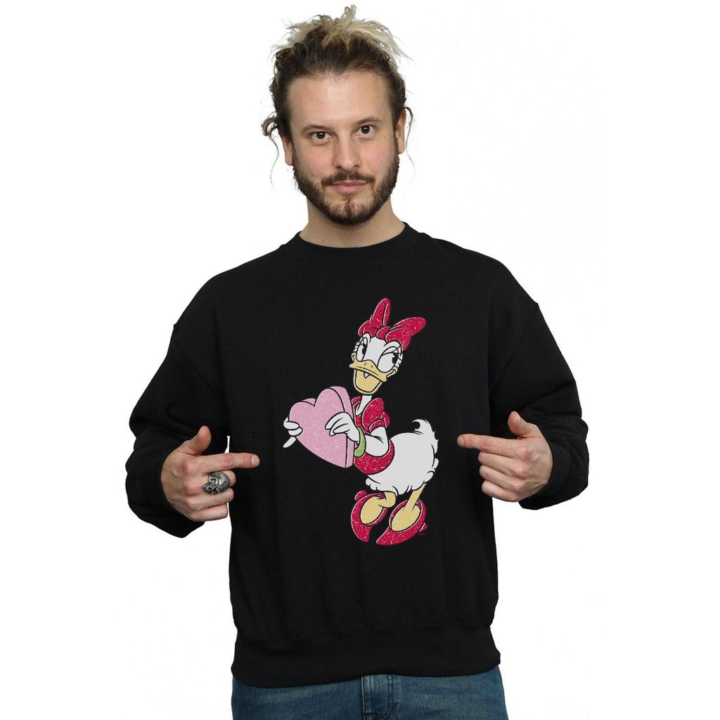 Disney Mens Daisy Duck Love Heart Sweatshirt