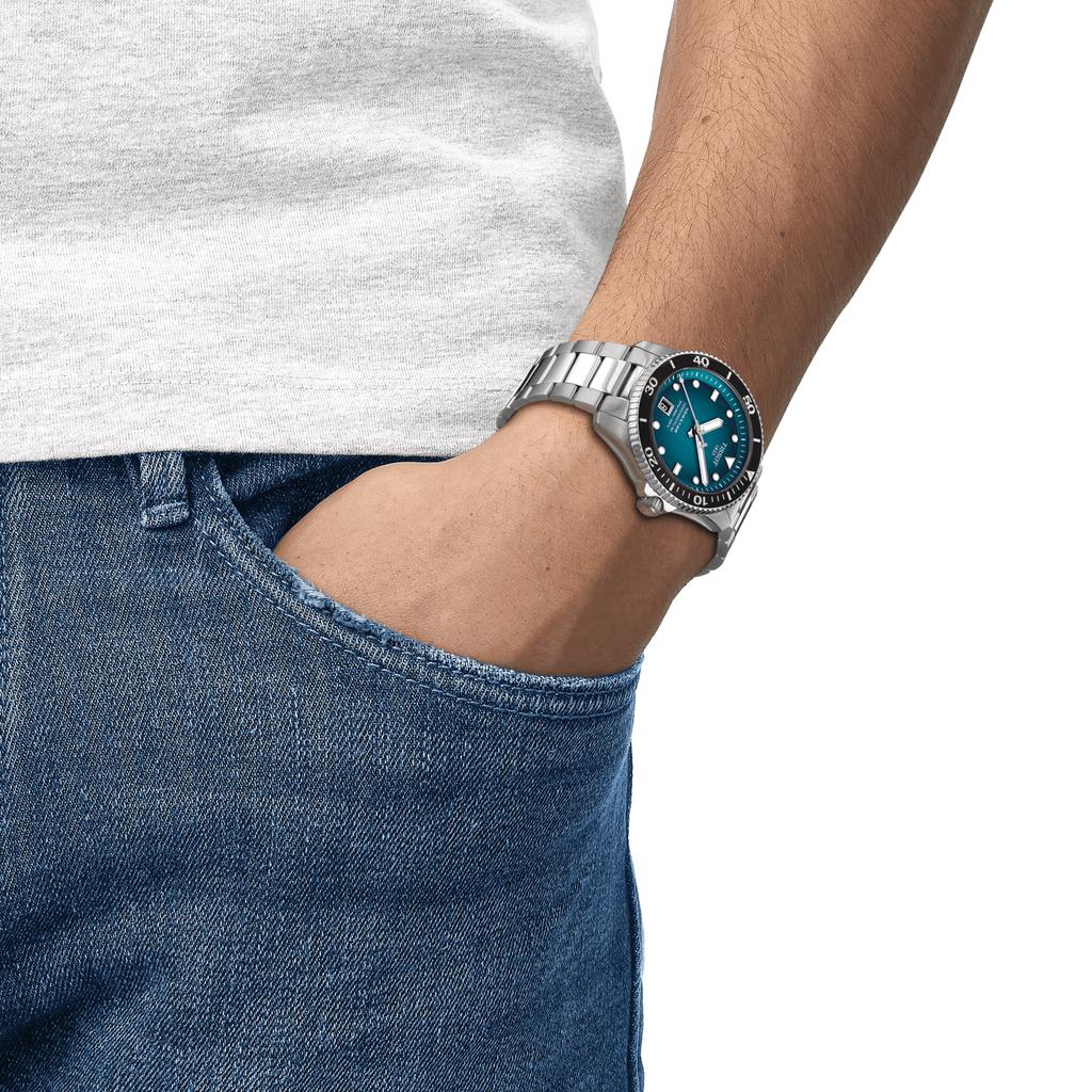 Tissot Мужские модные часы из нержавеющей стали с зеленым циферблатом T120.807.11.091.00