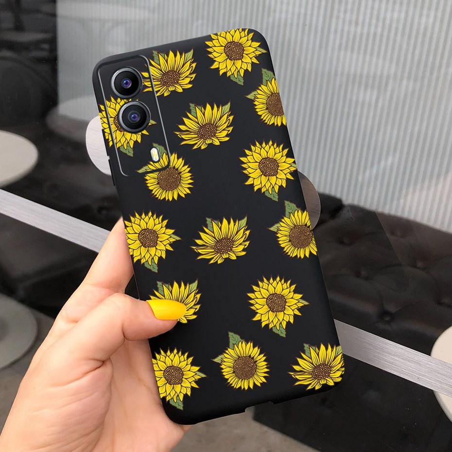 For Vivo Y53S 5G Case Vivo Y72 5G V2041 Phone Cover Silicone Cactus Soft Funda For Vivo Y52 Y 53s Y72 5G Sunflower TPU Bumper