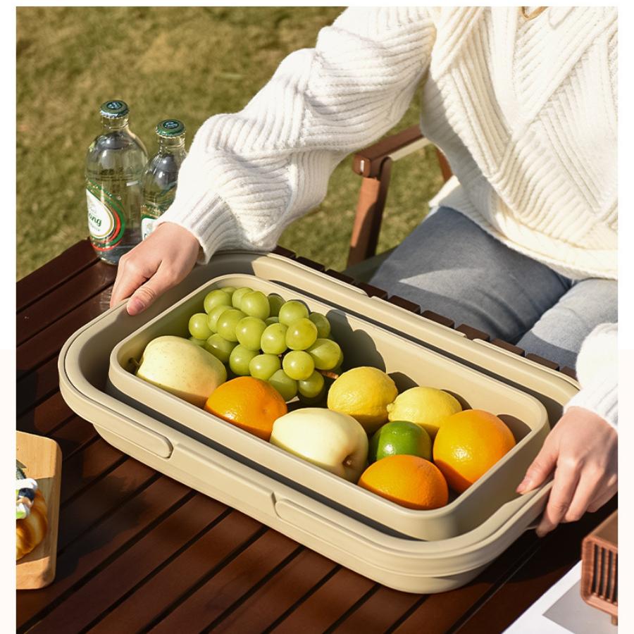 Портативная уличная корзина для хранения, многофункциональная складная корзина для пикника с фруктами, удобная и большая вместительная корзина для кемпинга с крышкой