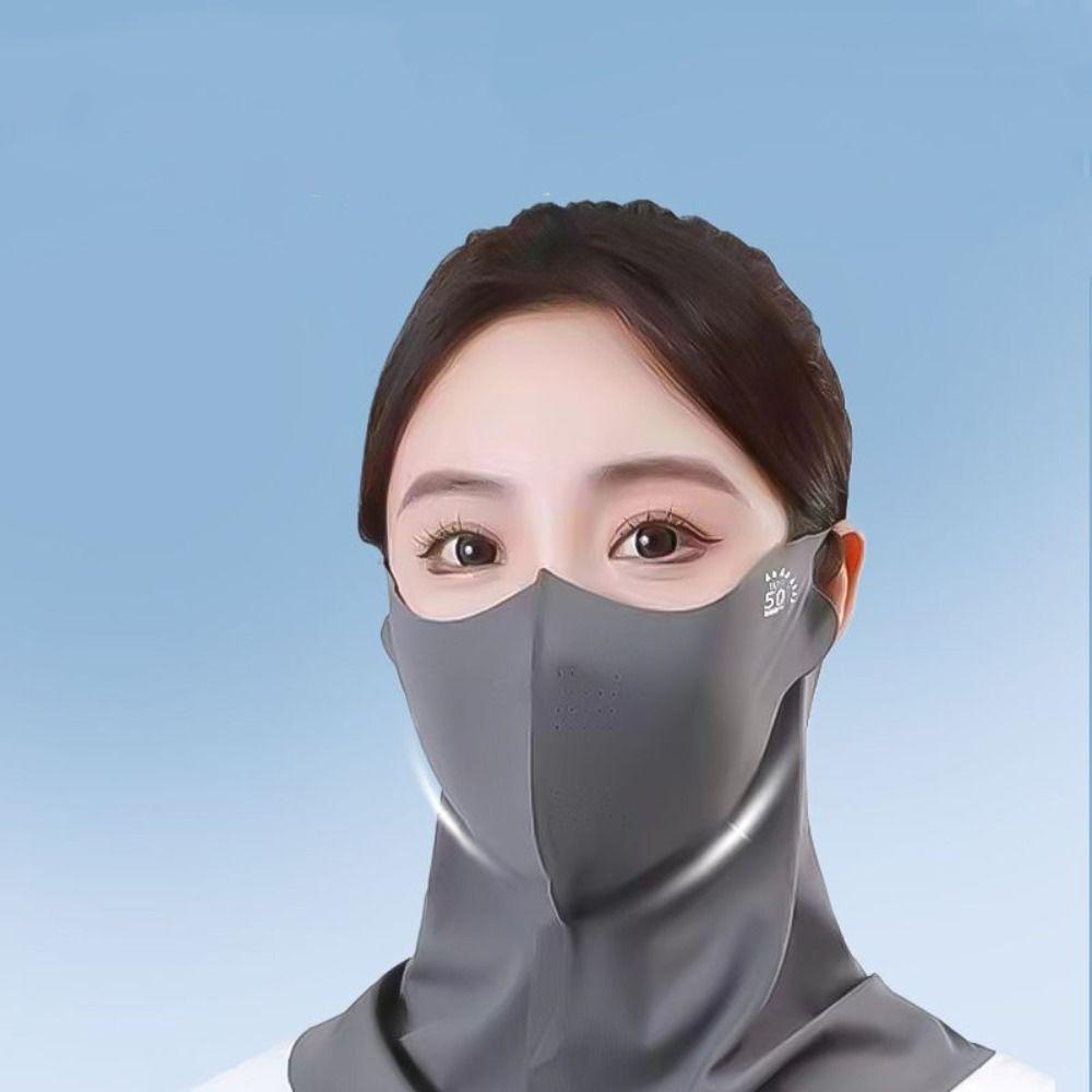 Summer Ice Silk Face Cover UPF 50+ Neck Wrap Cover Thin Full-Face Sunscreen Veil Unisex