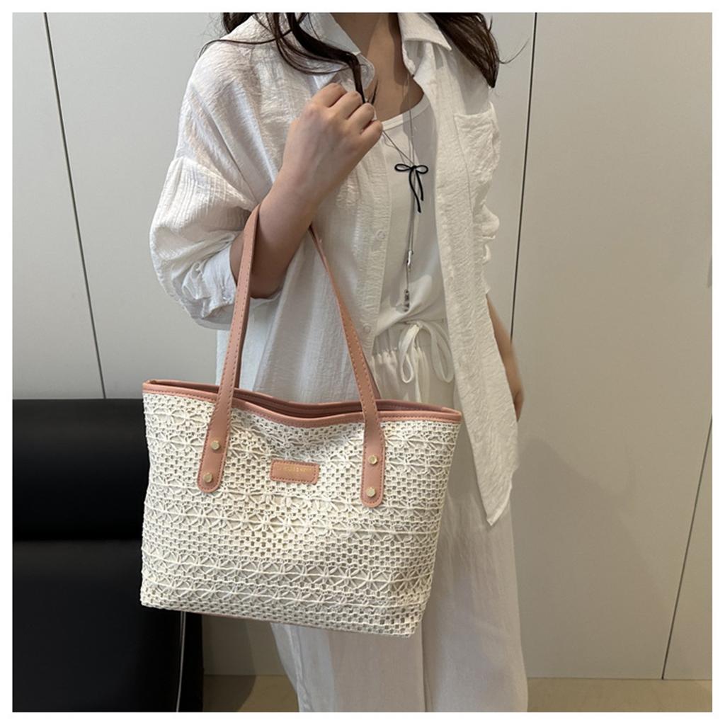 Свежий темперамент Модный дизайн Океаническая цветовая блокировка Соломенная текстура Сумка на одно плечо подмышку Женская