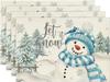 Рождественские елки Let It Snow Синий снеговик Набор из 4 рождественских подставок под тарелки, Зимние скатерти для вечеринки, Кухни, Обеденного декора