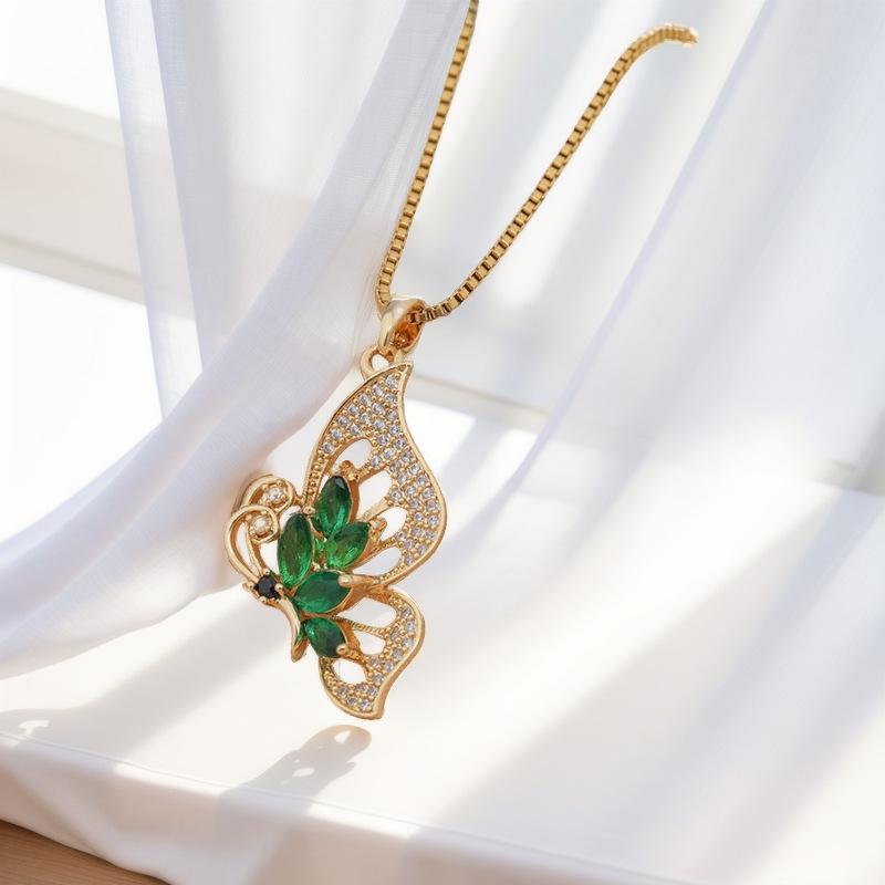 Высококачественное ожерелье-бабочка, женская модная цепочка на ключицу, слегка инкрустированная цирконием, кулон, золото, аксессуары ко Дню святого Валентина