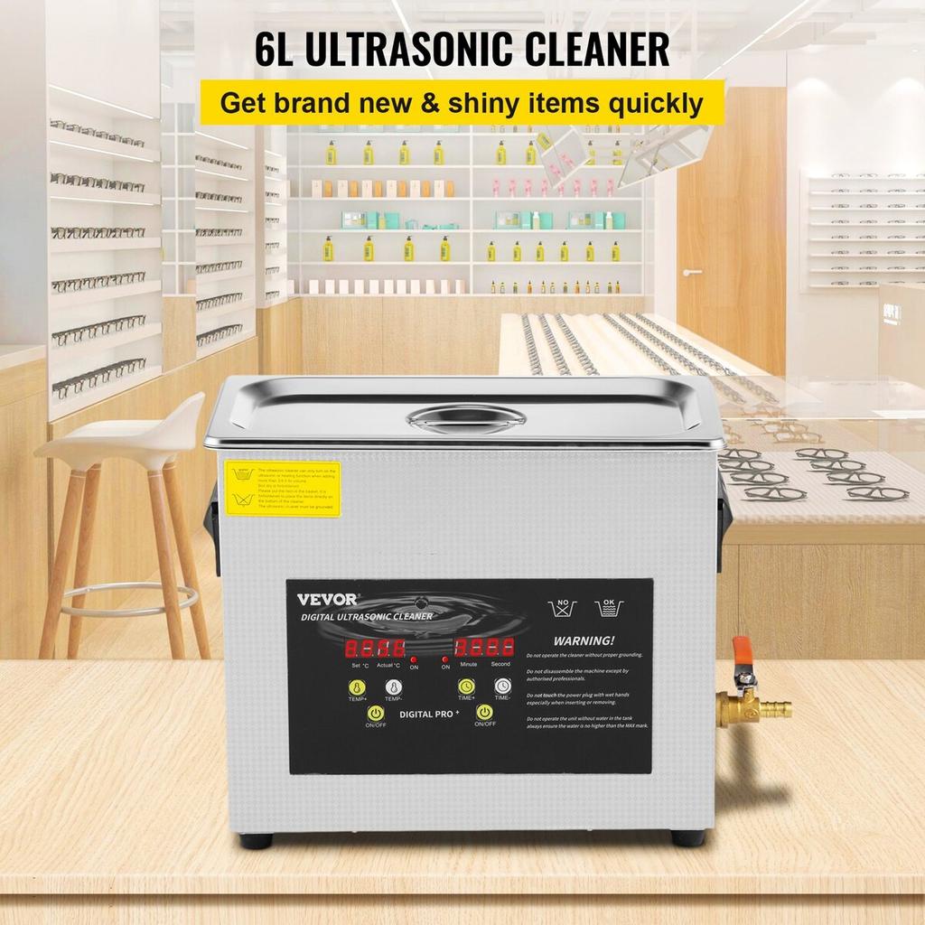 6L Digital Ultrasonic Cleaner Heater Timer 400W Powerful Jewelry Eyeglass