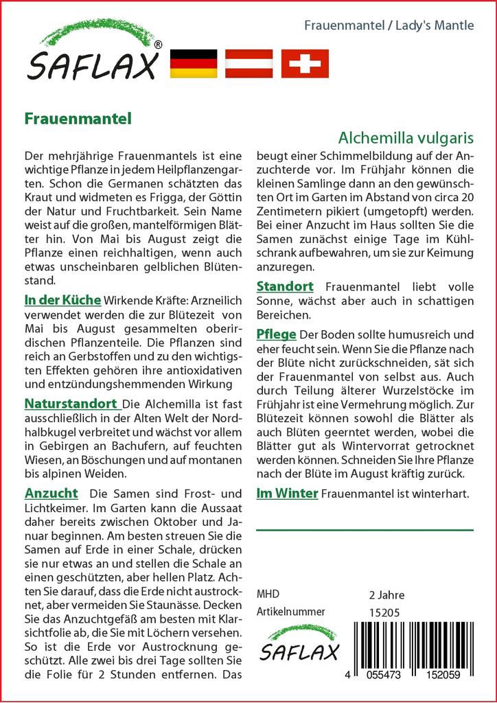 SAFLAX Garden in the Bag - Манжетка дамская - 100 семян - С субстратом в подходящем пакете - Alchemilla vulgaris