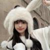 Korean Faux Fur Bucket Hat Fluffy Ear Protection Hat Winter Cute Rabbit Ear Hat  Women