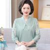 Spring Knit Top: Gauze Sleeve Shirt for Middle-Aged & Elderly Women - 7-Sleeved