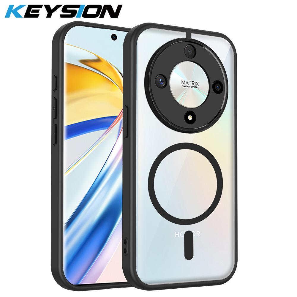 KEYSION Прозрачный магнитный чехол для телефона для HONOR X9d 5G Силикон+ПК HD Clear Ударопрочная задняя крышка для Huawei Magic 8 Lite 5G