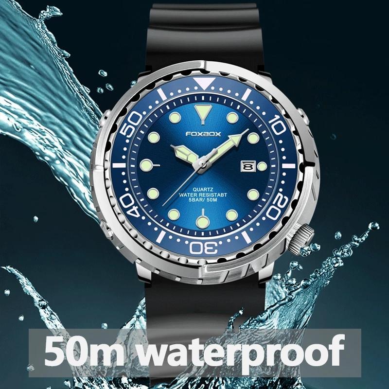 2022 LIGE Новые роскошные мужские часы FOXBOX Мужские часы с автоматической датой Водонепроницаемые светящиеся часы Военные спортивные наручные часы
