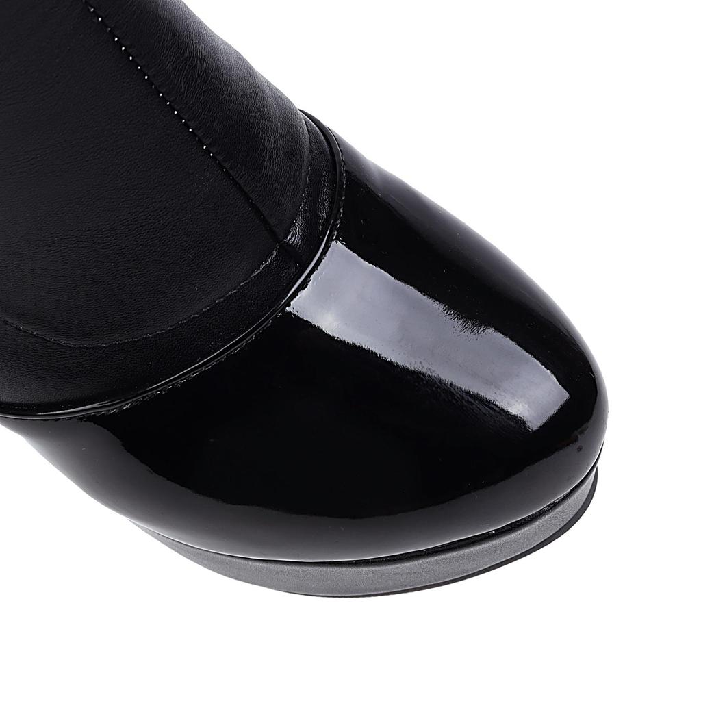 Women's High Heel Short Boots Autumn and Winter New Solid Color Waterproof Platform Thick Heel Large Martin Boots