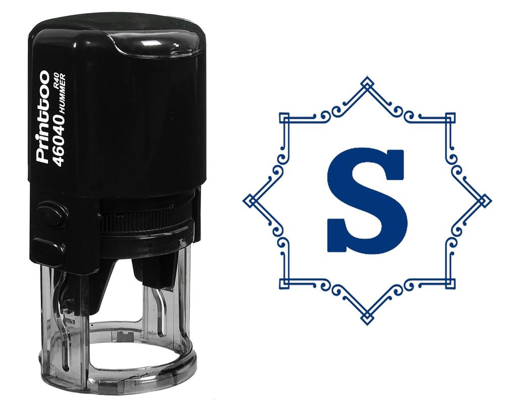 Printtoo R-40 Alphabet S Monogram Initial Octagon Celtic Swirl Frame Self Inking Rubber Stamp Office