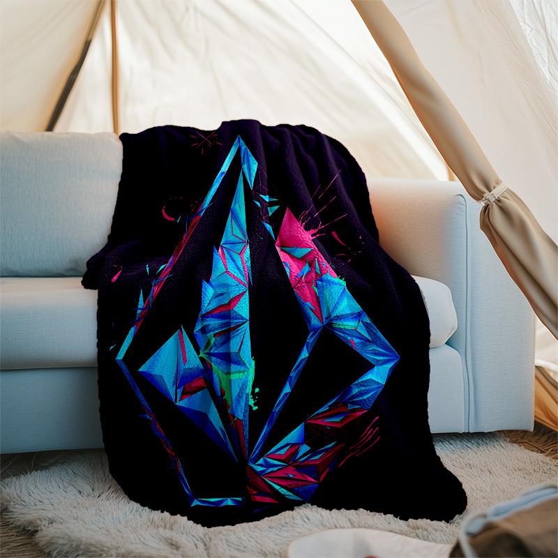 V-VOLCOM LOGO4 printed throw blanket—lightweight,soft,warm;versatile blanket for all seasons—perfect as &air-conditioning throw,nap blanket
