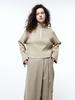 HAUS072C Half Zip-Up Crop Knit Light Beige