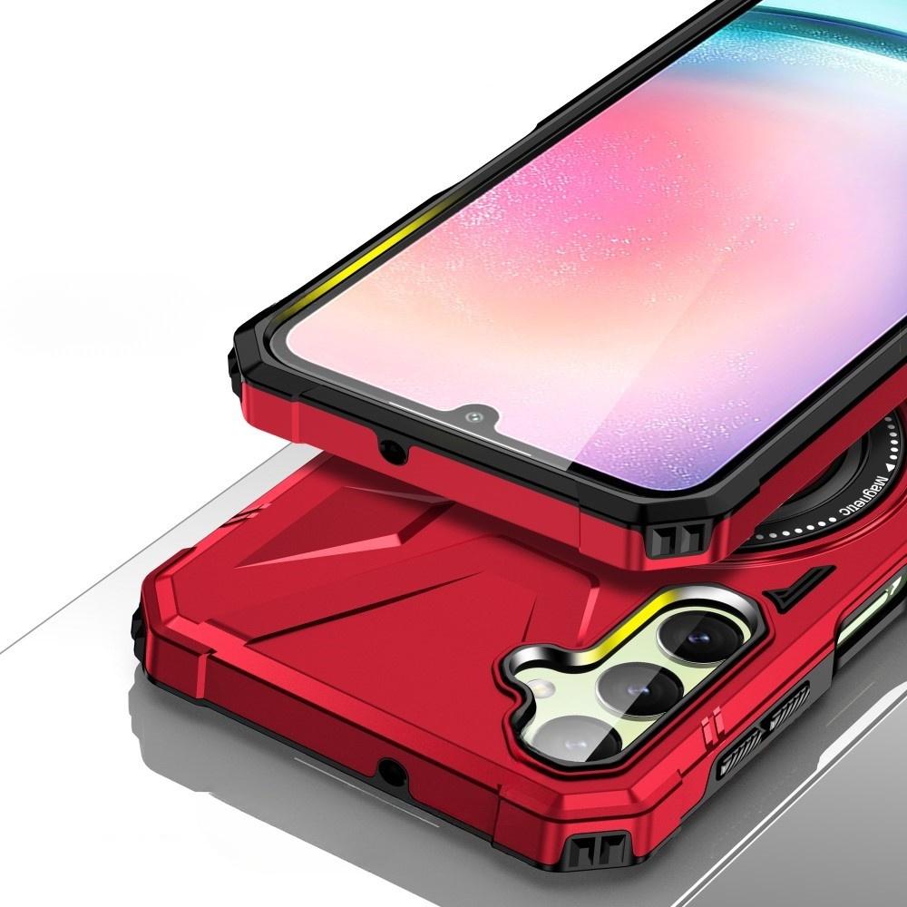 MagSafe case for Samsung Galaxy A54 5G, armored with stand and holder plate, red