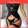 American European And Sexy Lace Lingerie Set With Hollow Out Design And Body Shaping Garter Belt