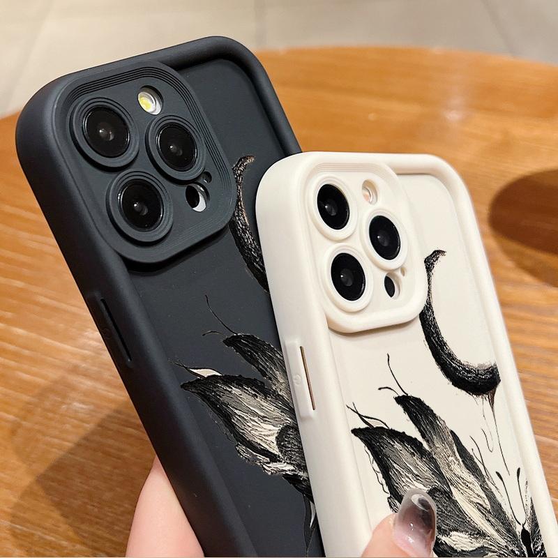Модный чехол с рисунком луны и бабочки для iPhone 16 Pro Max 15 Plus 14 13 12 Pro 11 TPU мягкий матовый силиконовый противоударный защитный чехол для объектива телефона