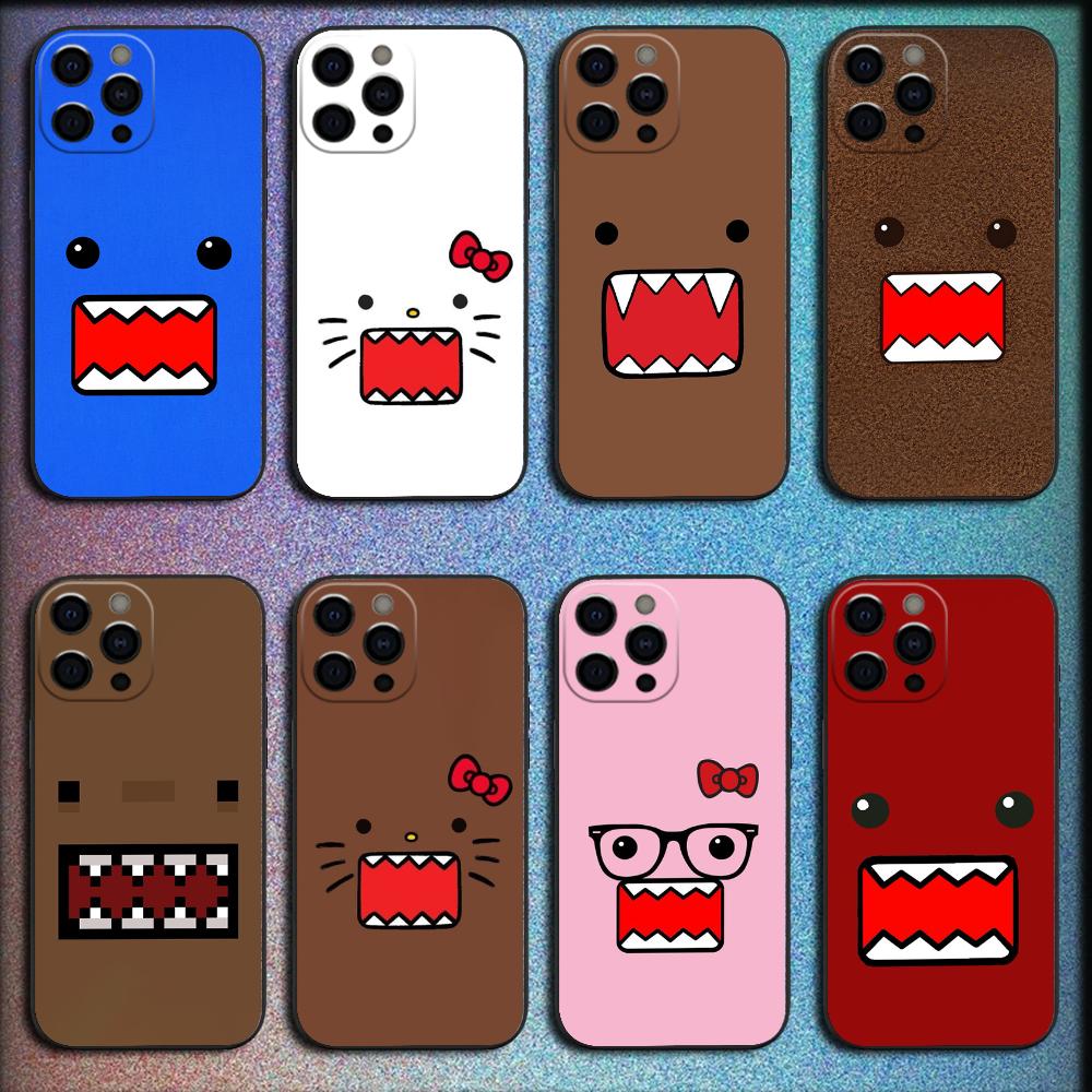 Милый чехол для телефона Domo-kun для iPhone 16,15,14,13,12,11,Pro,X,XS,Max,XR,Plus,Mini Мягкий черный чехол