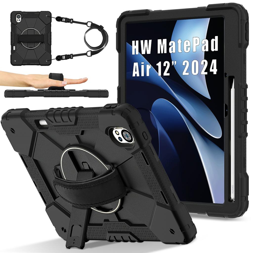 Для Huawei MatePad Air (2024) Чехол-подставка Силикон+ПК Чехол для планшета с плечевым ремнем