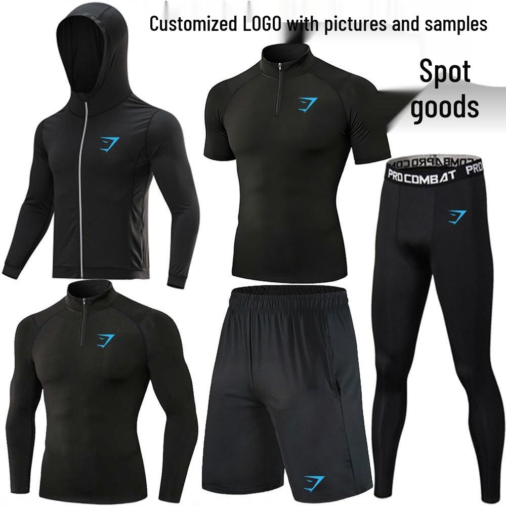 Мужской эластичный комплект из быстросохнущих поло GYMSHARK - Дышащая, облегающая спортивная одежда для тренировок и бега с защитой от солнца