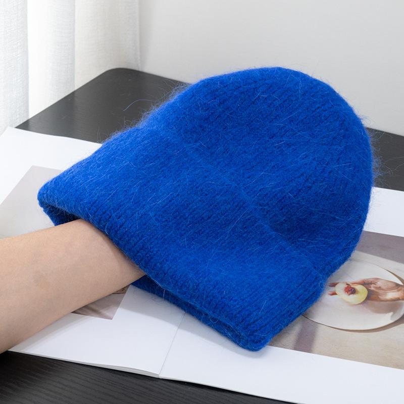 Корейская шапка с капюшоном из меха кролика карамельного цвета для женщин, теплая вязаная шапка, симпатичная корейская японская холодная шапка, вирусный тренд в Instagram