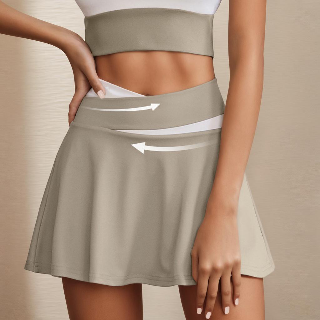 Women's Tight Fitting Sports Short Skirt, Quick Drying And Color Blocking Fake Two-piece Short Skirt, Yoga Pants Skirt