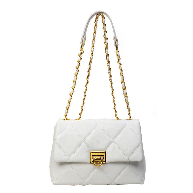 Женская сумка-подмышка на цепочке, новая осенняя простая и модная ромбовидная квадратная сумка, однотонная одинарная сумка.